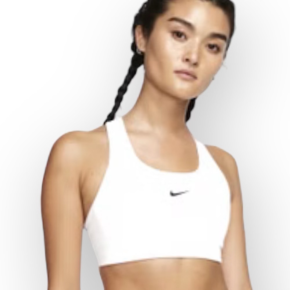 Nike Swoosh White Sports Bra Medium Coverage DRI Fit Size 1X